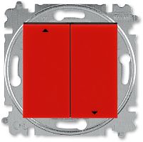 Выключатель жалюзи с фиксацией без рамки ABB EPJ Levit 2-кл. красный/дымчатый черный картинка